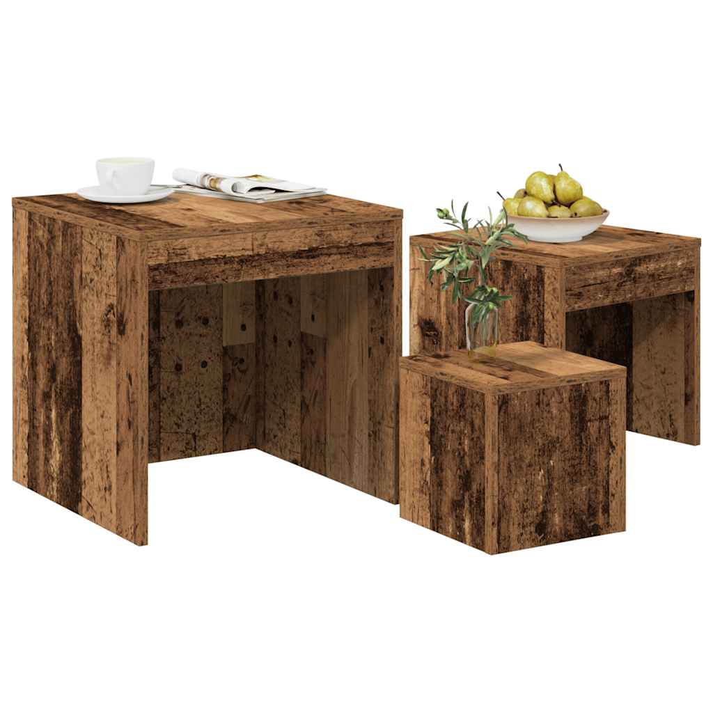 Nesting Tables 3 pcs Old Wood Engineered Wood